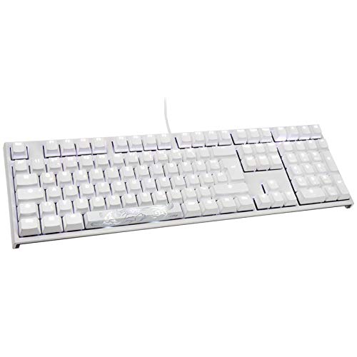 Ducky One 2 White Edition PBT Gaming Tastatur, MX-Blue, weiße LED