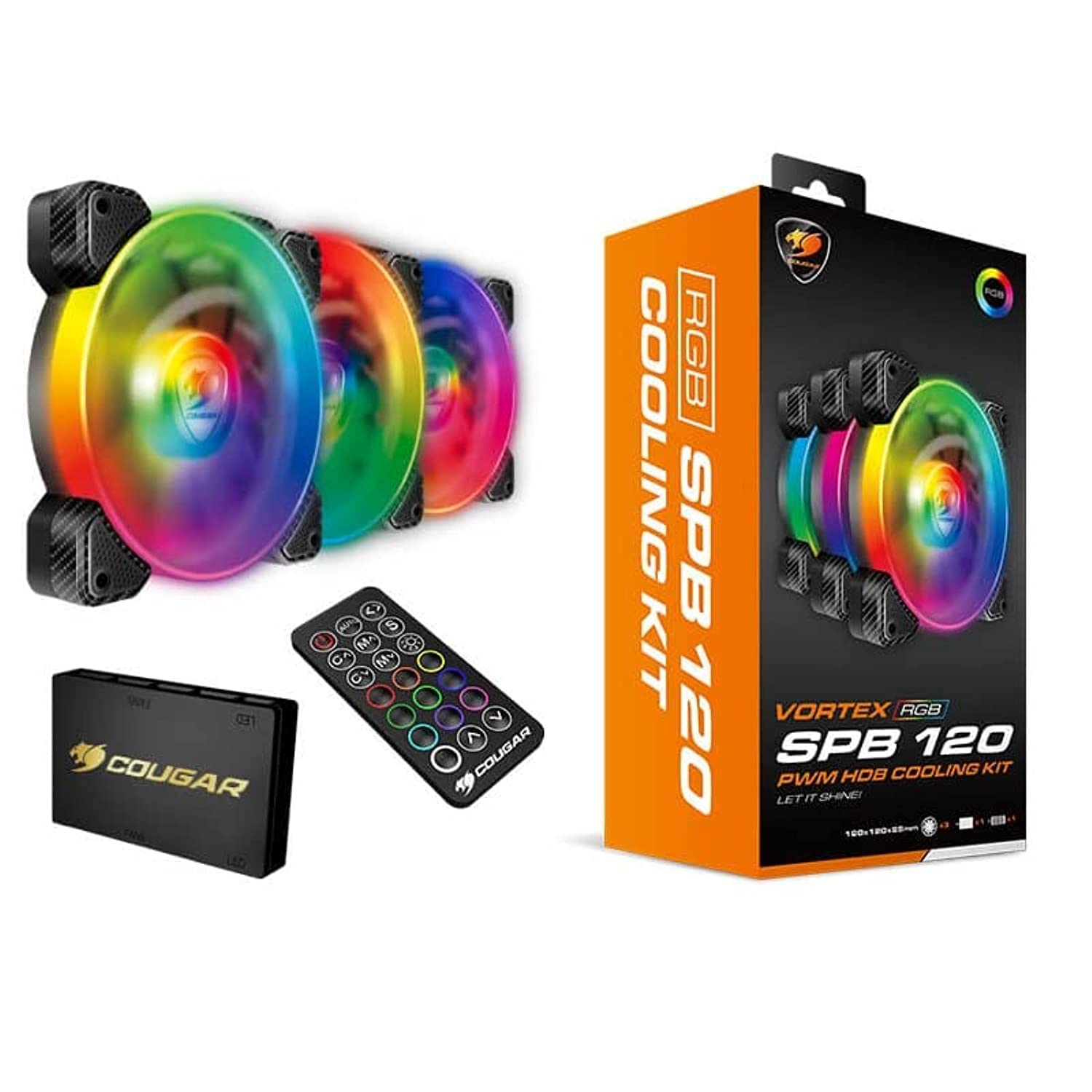 Cougar Cougar Lot de 3 Ventilateurs de boitier Vortex SPB RGB 12cm (Noir)