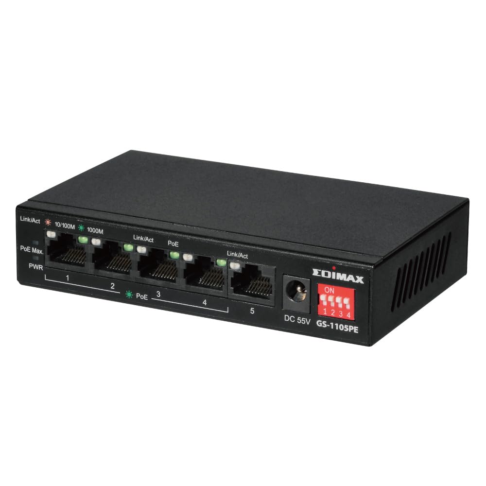 Edimax EDIMAX Switch 5x Long Range Gigabit PoE+
