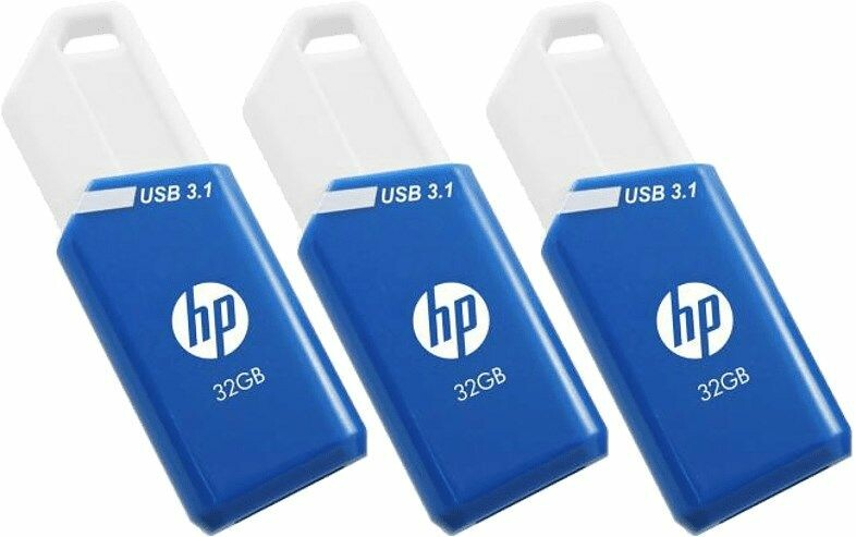 HP PNY x755w Triple Pack lecteur USB flash 32 Go USB Type-A 3.2 Gen 1 (3.1 Gen 1) Bleu, Blanc