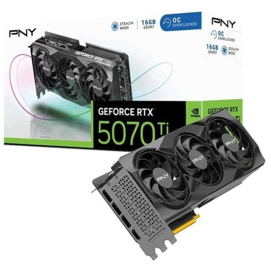 PNY Tarjeta Gráfica  GeForce RTX 5070 Ti Overclocked 16GB GDDR7 Reflex 2 RTX AI DLSS4