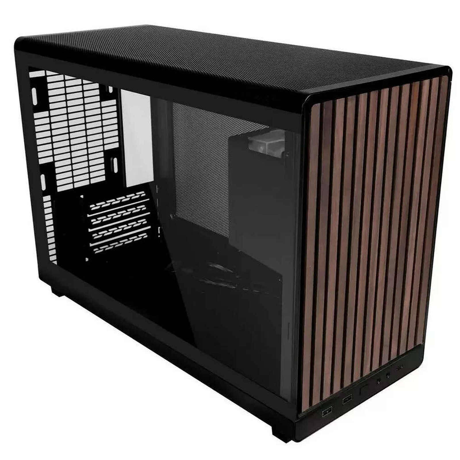 LIAN LI A3-mATX Glass (Noir/Bois Foncé)