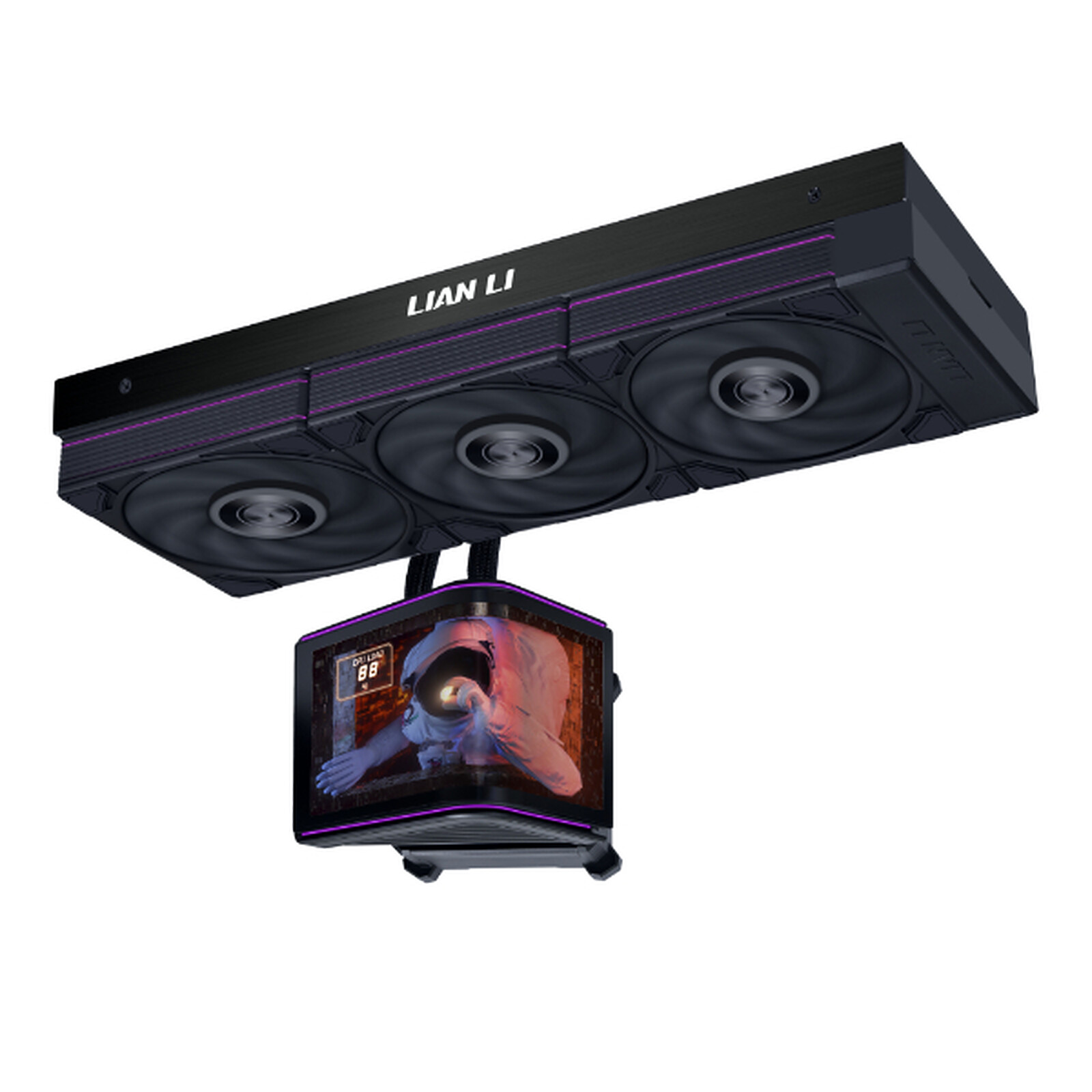 LIAN LI HydroShift II OLED Curved 360 UNI FAN P28 AiO-Wasserkühlung, 360 mm, OLED-Display, P28-Lüfter