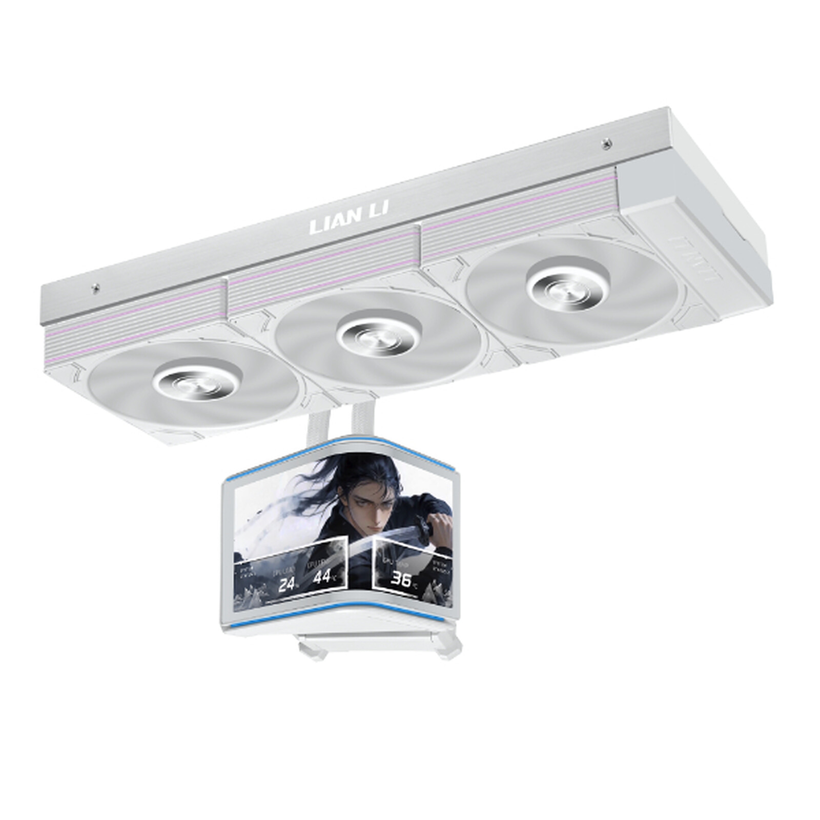 LIAN LI HydroShift II OLED Curved 360 UNI FAN P28 AiO-Wasserkühlung, 360 mm, OLED-Display, P28-Lüfter