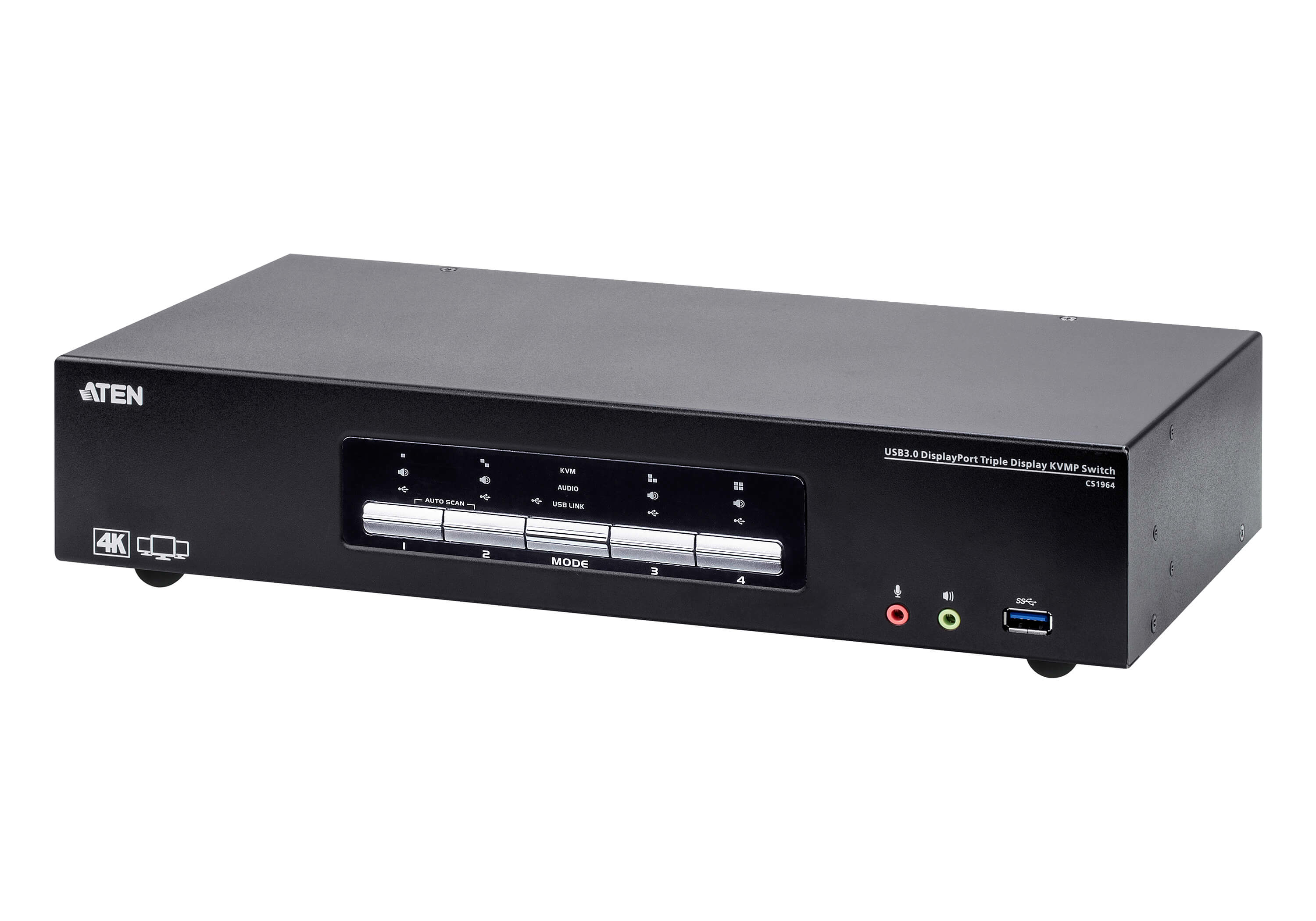 Aten CS1964 KVM Triple DisplayPort/USB 3.0/Audio