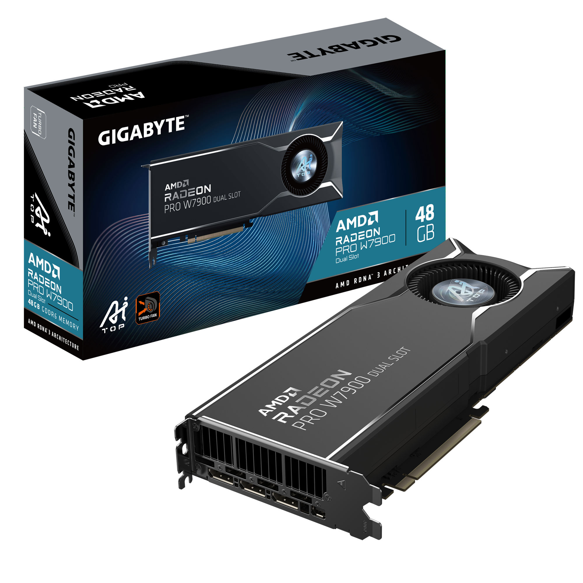 Gigabyte Carte Graphique Professionnelle Radeon Pro W7900 AI TOP 48 Go GDDR6 ECC PCI-Express 4.0