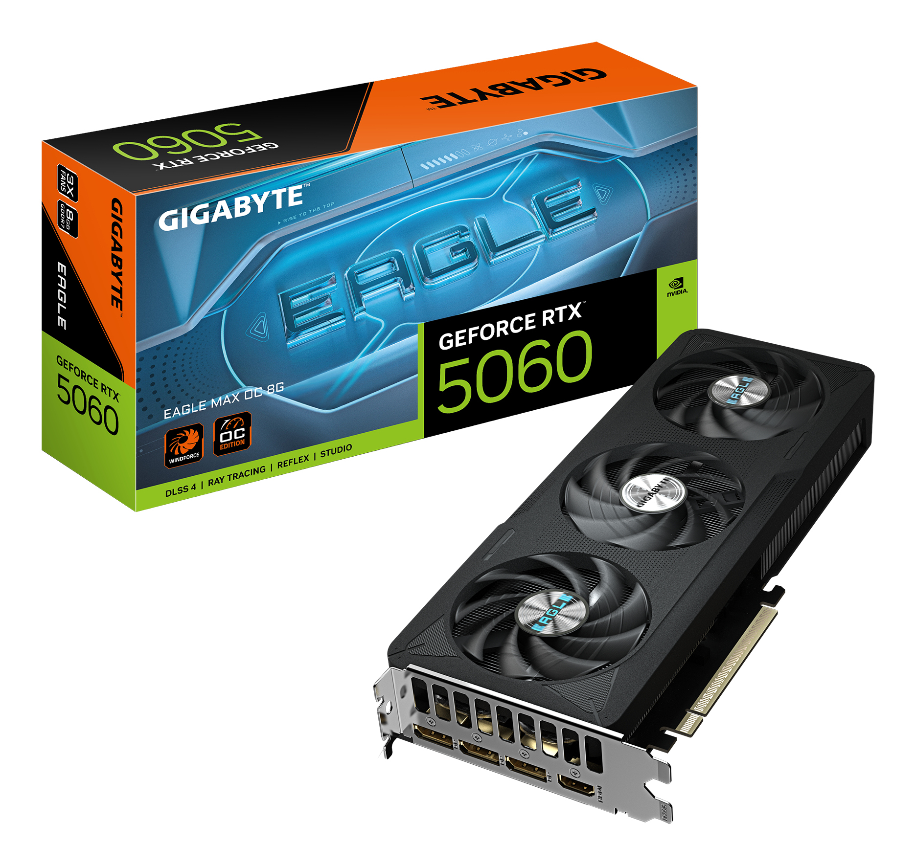 Gigabyte Carte Graphique GIGABYTE GeForce RTX 5060 EAGLE MAX OC 8GB GDDR7 Reflex 2 RTX AI DLSS4