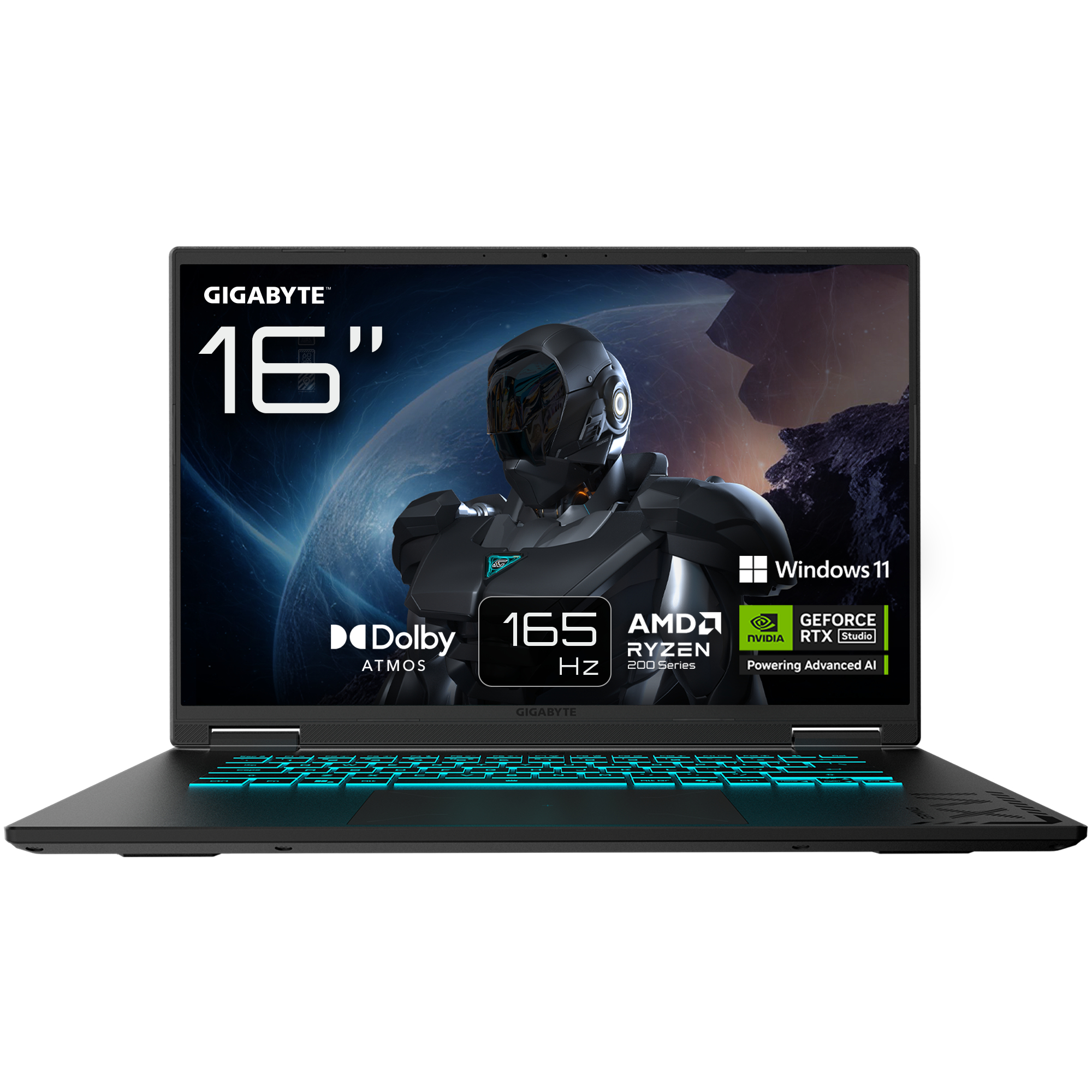 Gigabyte GIGABYTE Gaming A16 3WHK3DE894SH, Black Steel Gaming Laptop, Ryzen 7 260, RTX 5070 QWERTY