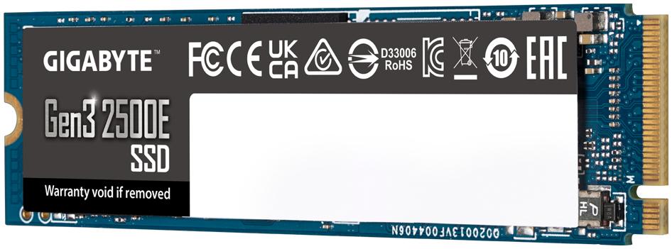 Gigabyte Short description: Le disque SSD Gigabyte 2500E offre une capacité de 500 Go avec des vitesses de lecture allant jusqu'à 2300 Mo/s et d'écriture jusqu'à 1500 Mo/s.