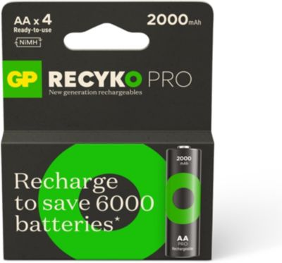 GP Batteries Pile rechargeable  AA ReCyckO PRO lot de 4 2000mAh