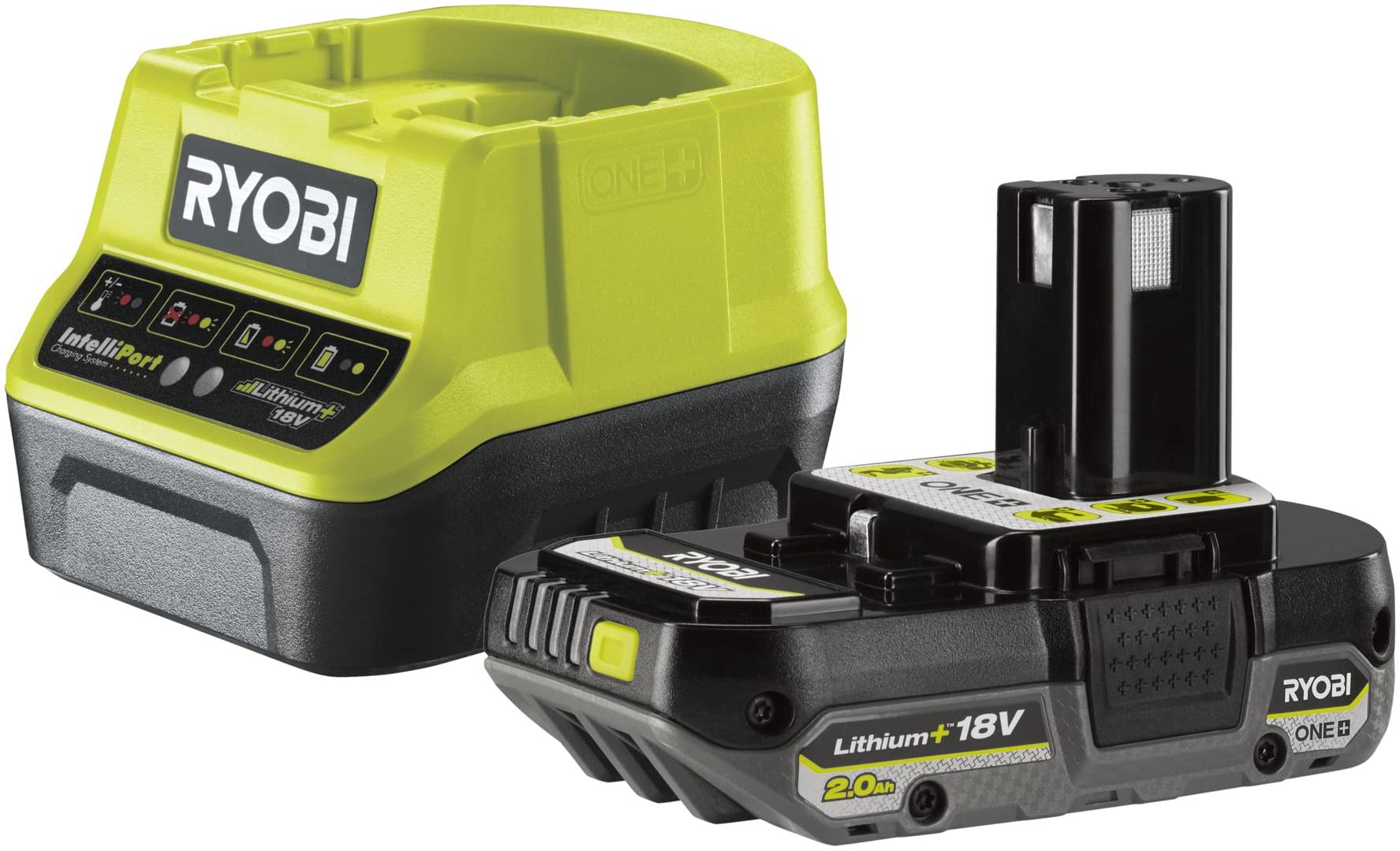 Ryobi Pack chargeur rapide 2,0 A + 1 Batterie Lithium+ 18V ONE+™ 2,0 Ah