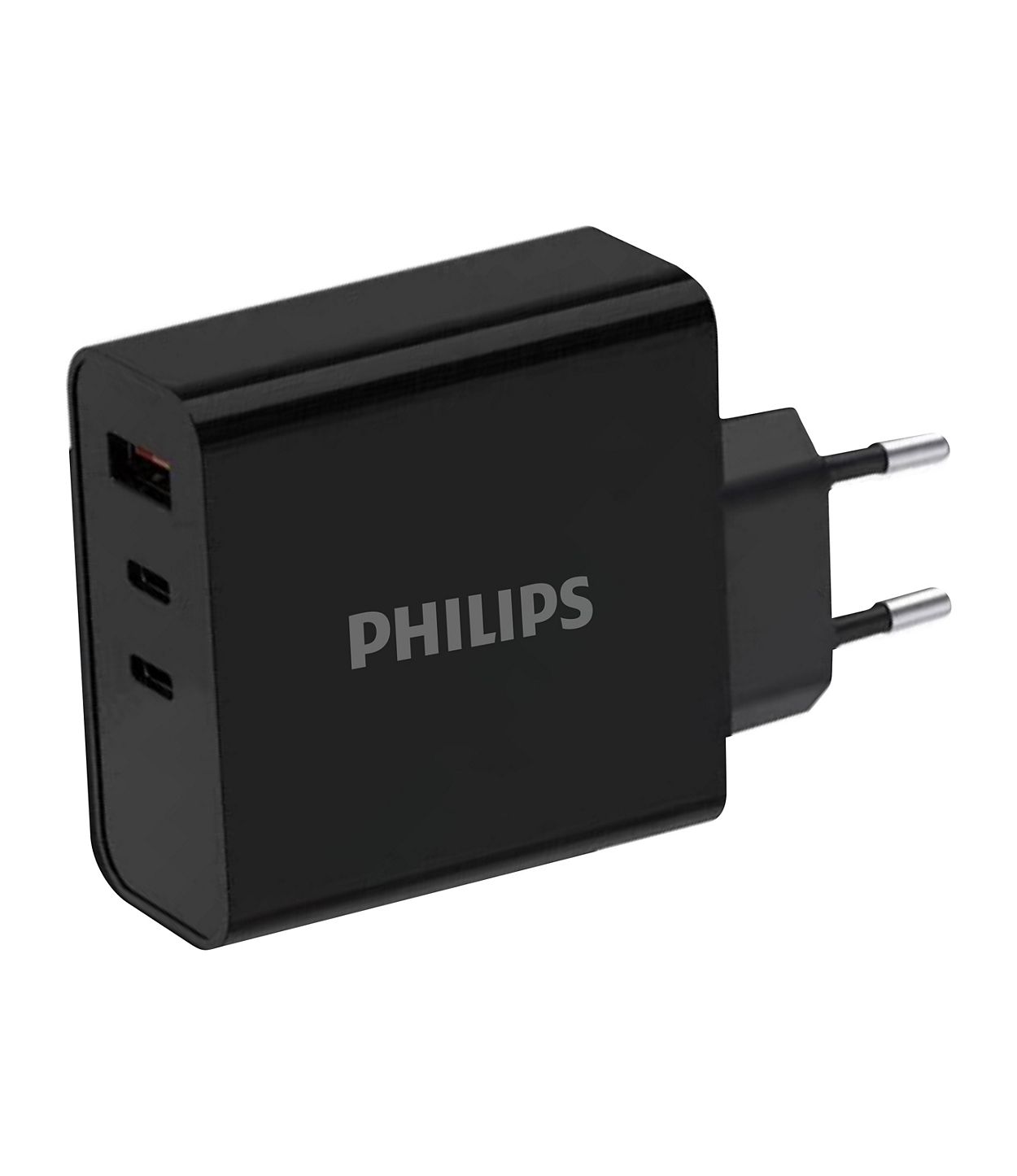 PHILIPS Chargeur secteur 65W 2 ports USB Type C et 1 USB-A