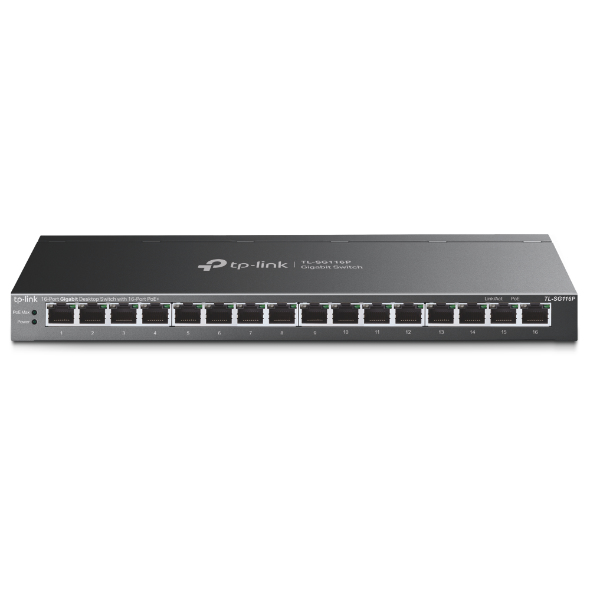 TPLINK 16Port Gigabit Desktop Switch with 16Port PoE+ 16x Gigabit PoE+ Ports 802.3at/af 120W PoE Power Desktop Steel Case
