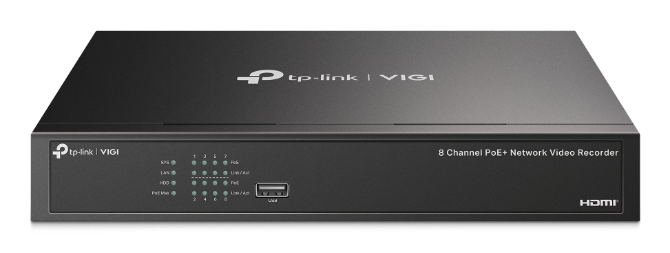 TPLINK 8 Channel PoE+ Network Video Recorder 10/100 Mbps PoE+ 53W