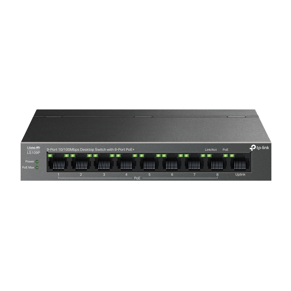 TPLINK Commutateur Fast Ethernet 9 ports 8 PoE+ 73,24 W sans ventilateur QoS mural
