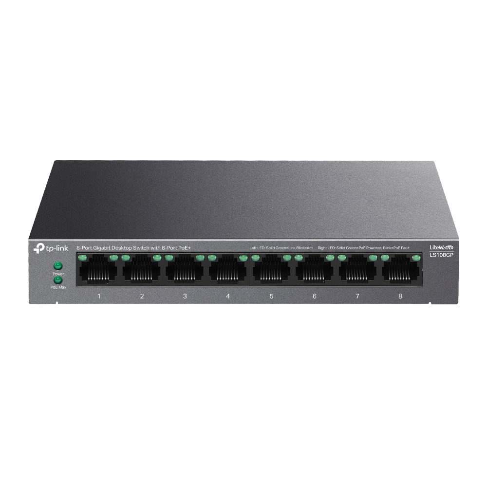 TPLINK LS108GP 8-Port Gigabit Desktop Switch PoE+