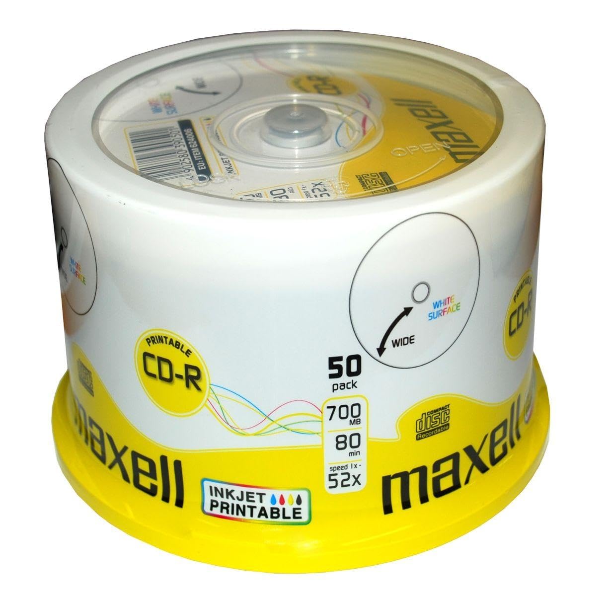 MAXELL CD-R 80 Inkjet white, Cake 50