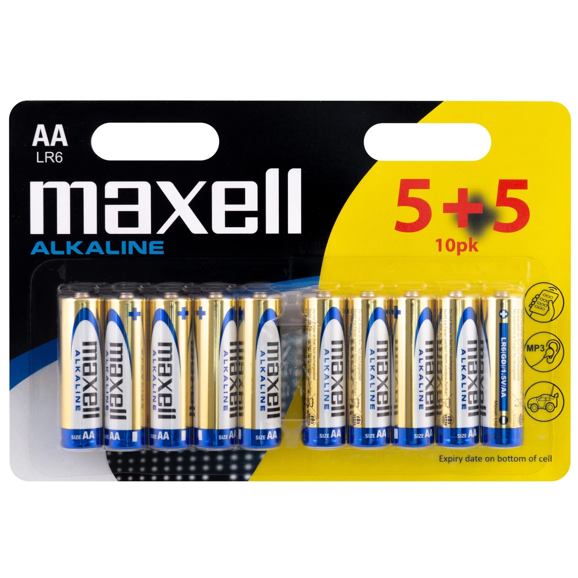 MAXELL Pack de 10 piles Alcaline AA 1,5V (R06)