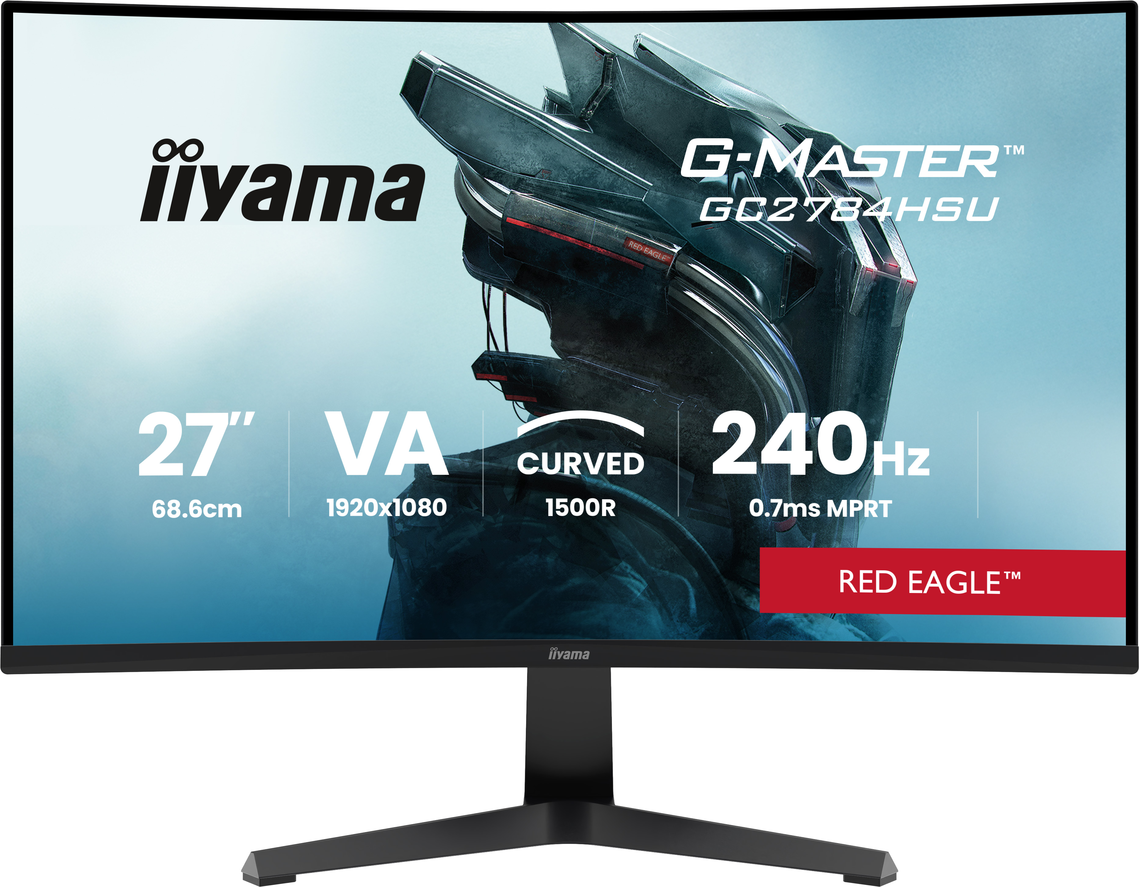 IIYAMA 27iWIDE LCD G-Master Red Eagle 1920 x 1080 240 Hz Curved VA panel LEDBl. USB-Hub (2xOut v2.0) FreeSync Premium 350 cd/m 4000:1 StaticContrast 80.000.000:1 ACR S