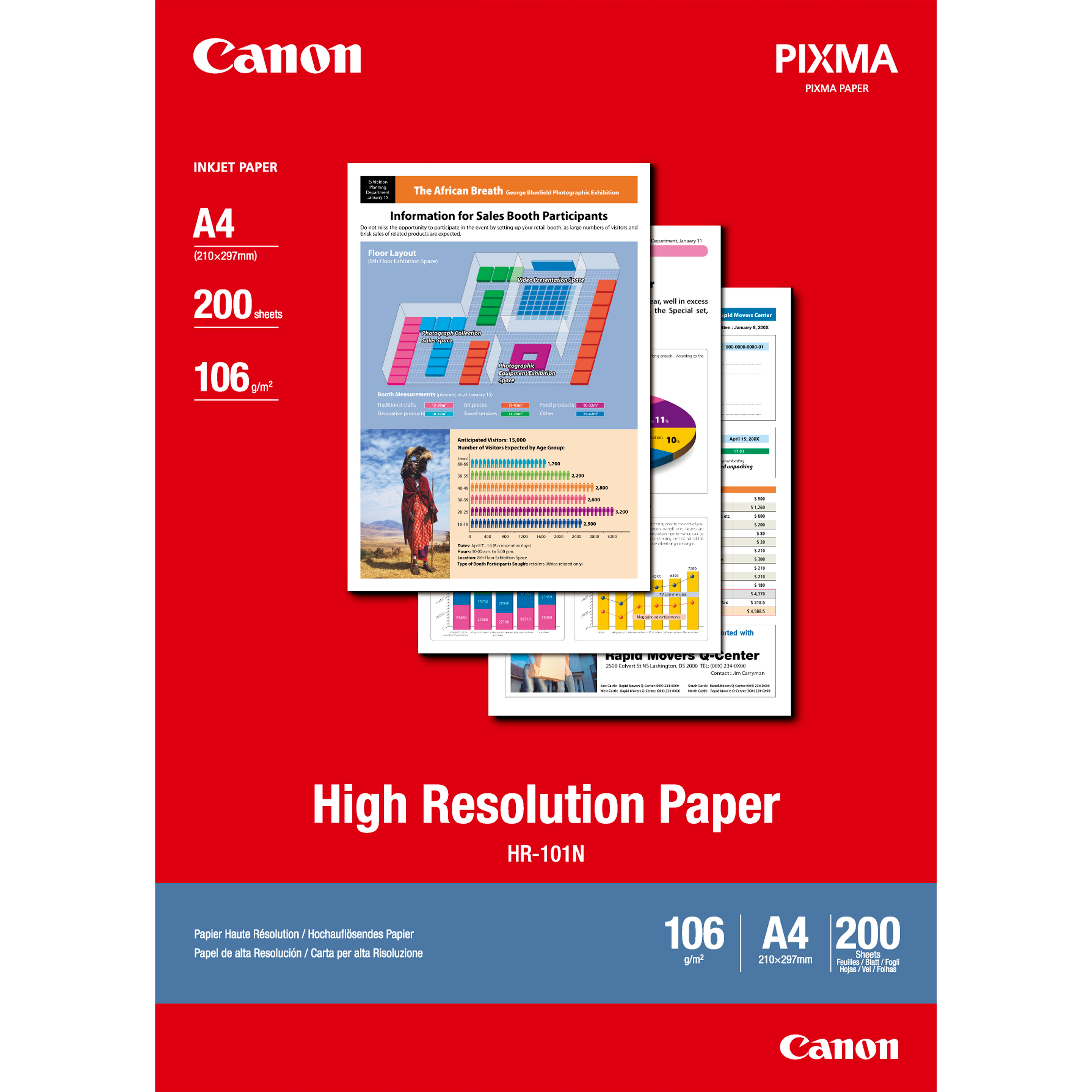 CANON HR-101 high resolution papier inkjet 110g/m2 A4 200 feuilles pack de 1