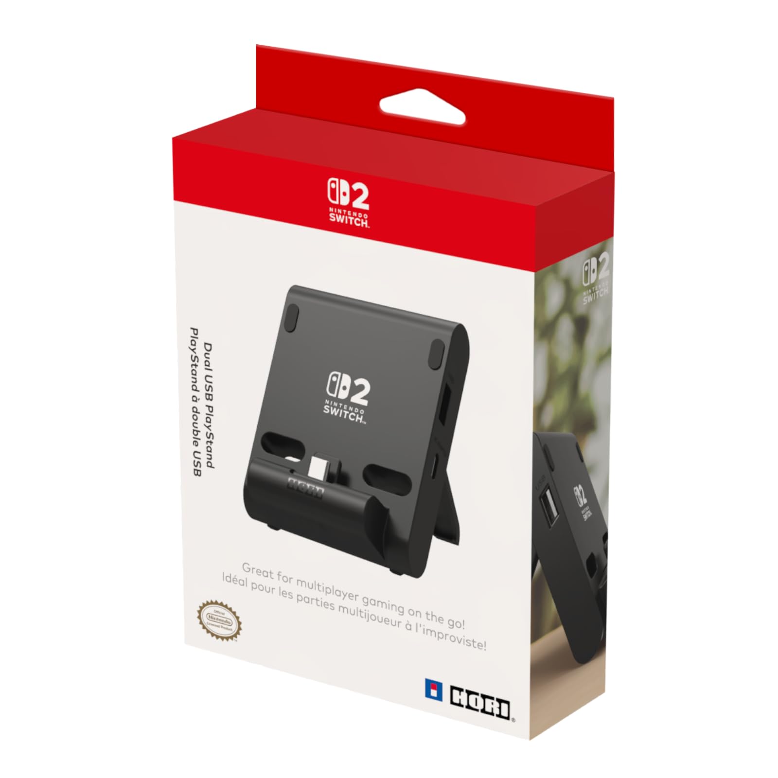 Hori PlayStand portable à double USB Noir pour Nintendo Switch 2