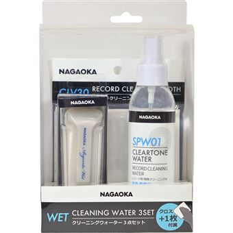 Nagaoka Kit de nettoyage CTW-SET1 pour disques vinyles : Cleartone water SPW01, chiffon CLV30 et brosse velours WCL-111