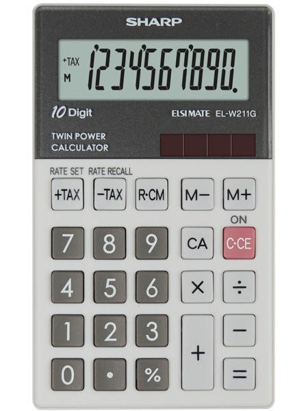 Sharp Taschenrechner ELW-211 GGY Solar/ Battery