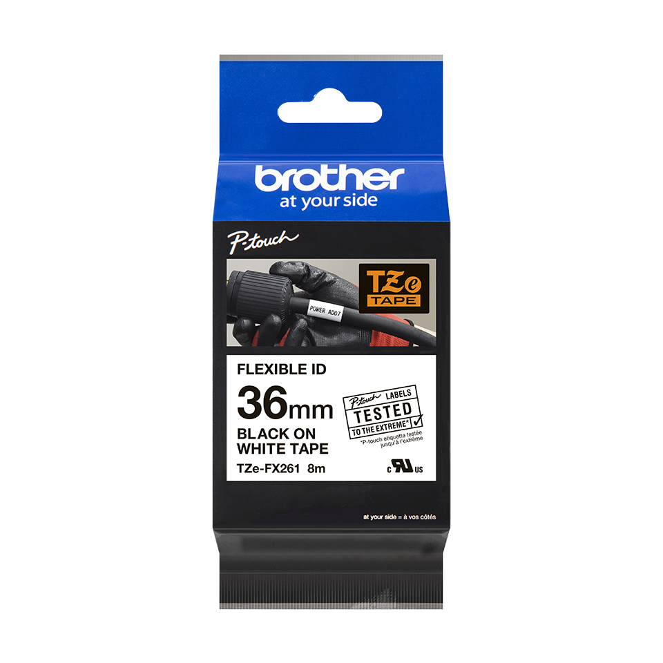 BROTHER TZEFX261 36mm Black on White Flexible ID