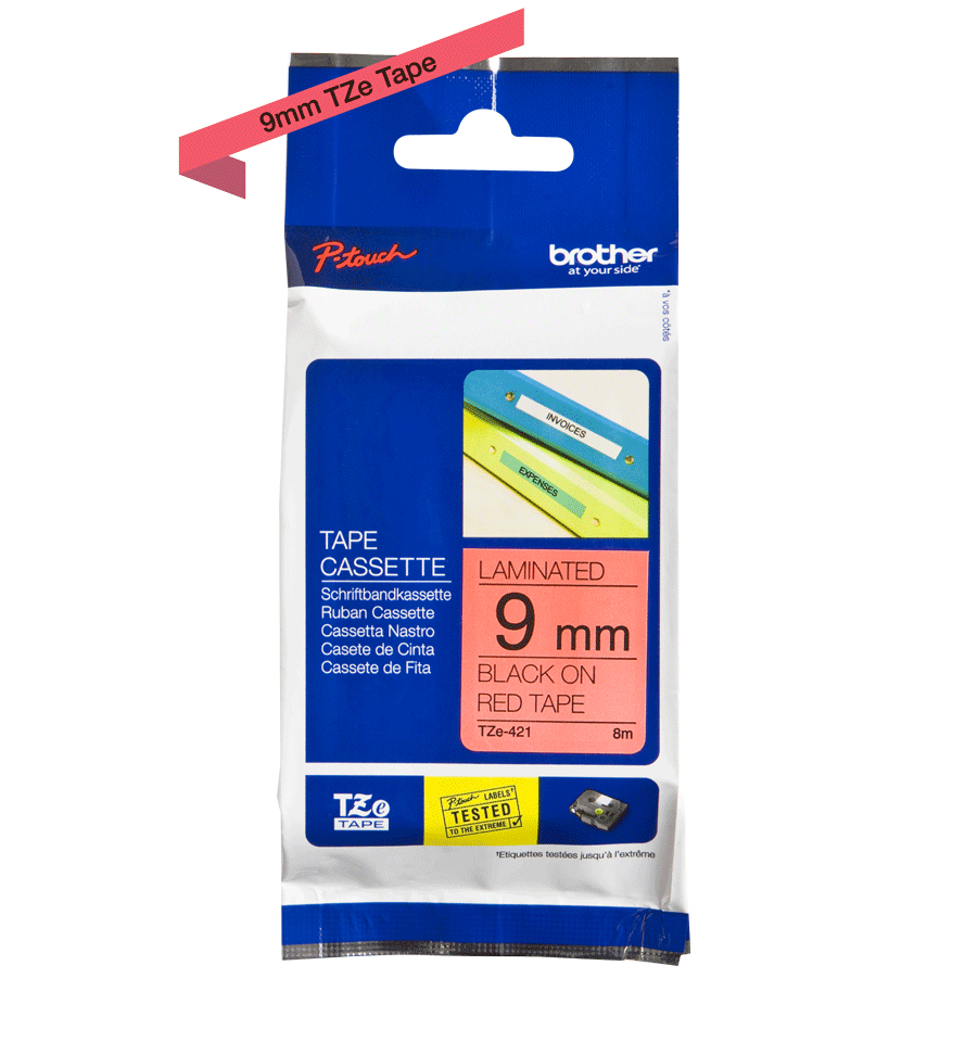BROTHER P-TOUCH TZE-421 noir sur rouge 9mm