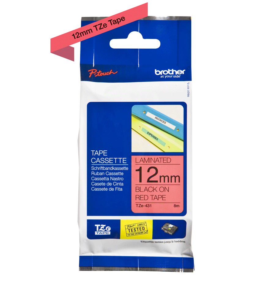 BROTHER TZE-431 noir sur rouge 12mm