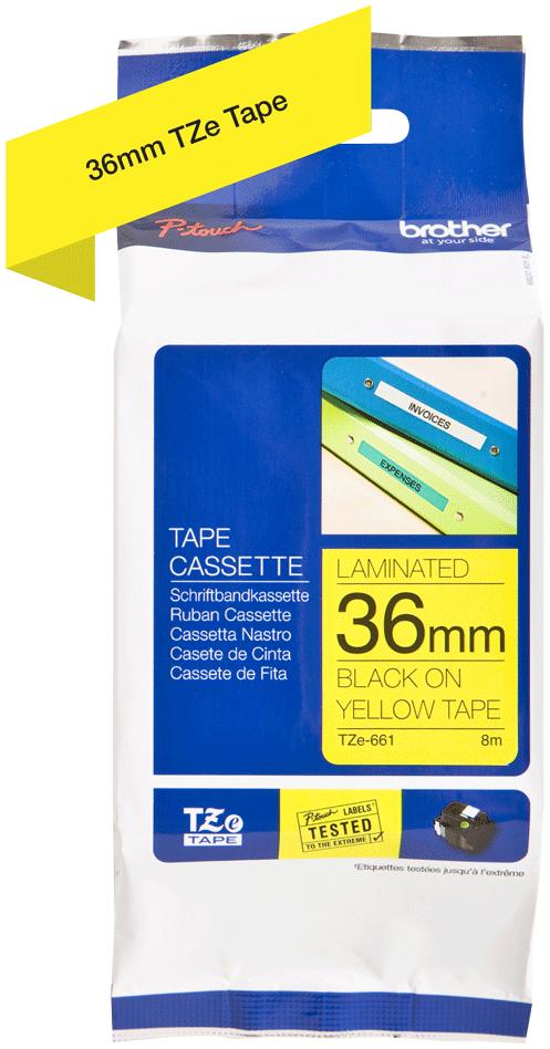 BROTHER P-TOUCH TZE-661 noir sur jaune 36mm