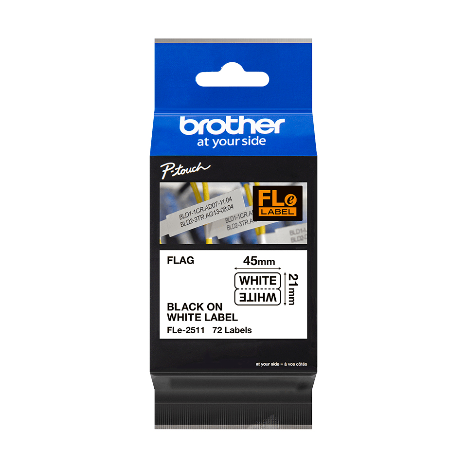 BROTHER FLe-2511 Black on White Flag Tape