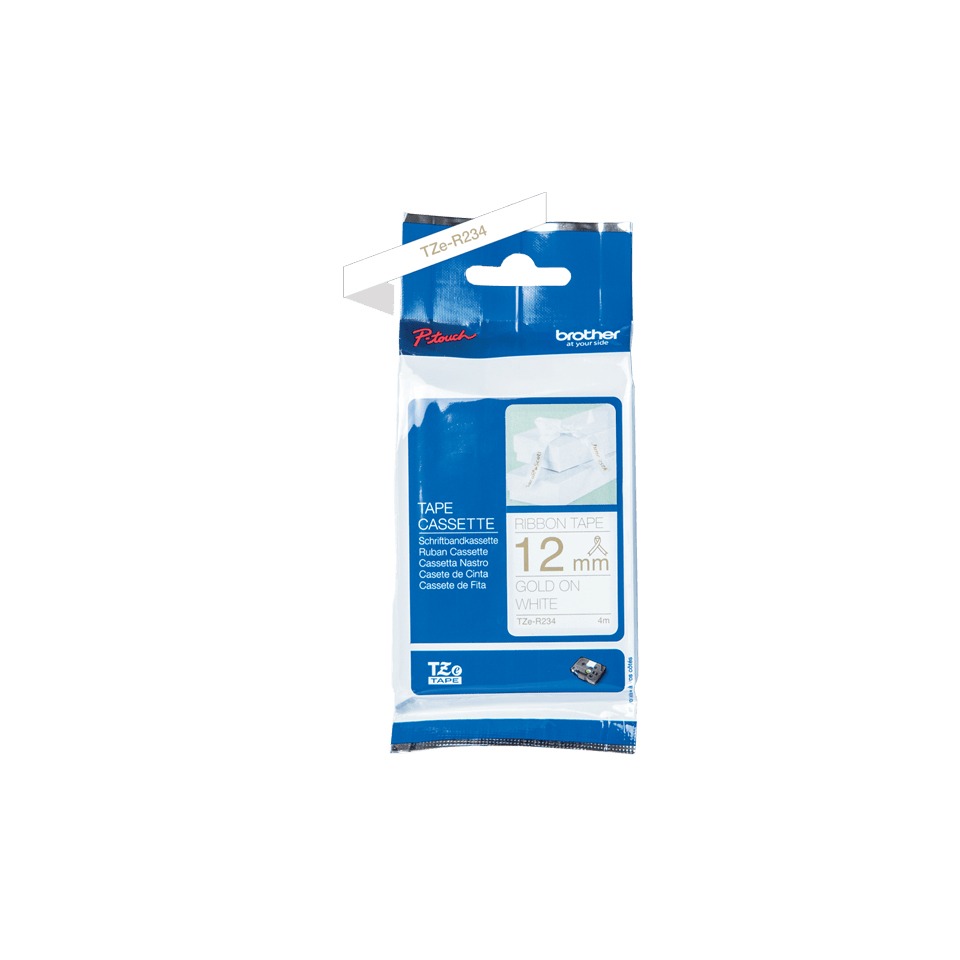 BROTHER Ruban tissus Or sur Blanc 12mm (4m)