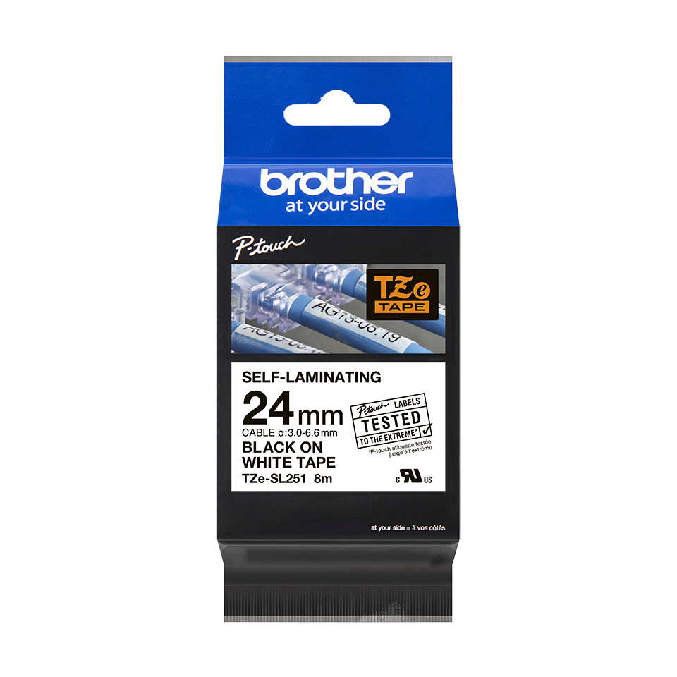 BROTHER TZeSL251 tape Black on White 24mm