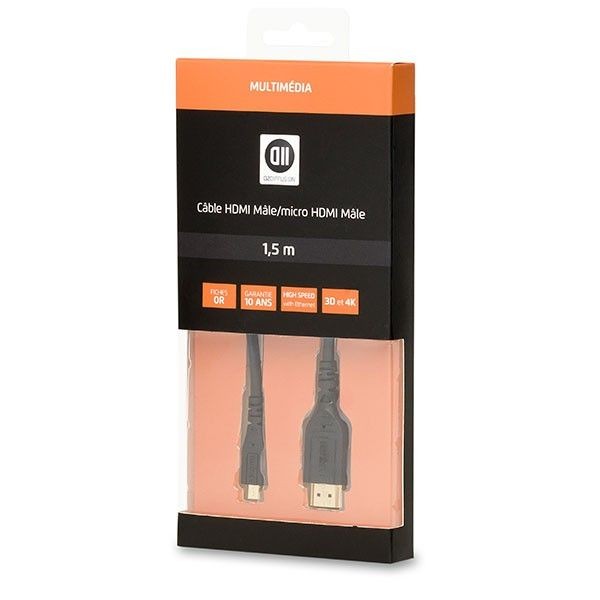 D2 Diffusion C ble HDMI 1.4 M/micro HDMI M 1.50 m c ble noir connecteur gold
