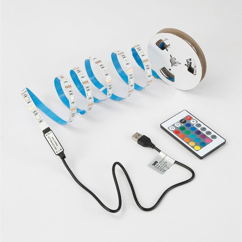 WE Kit Ruban LED RGB 5m en USB avec tÃ©lÃ©commande