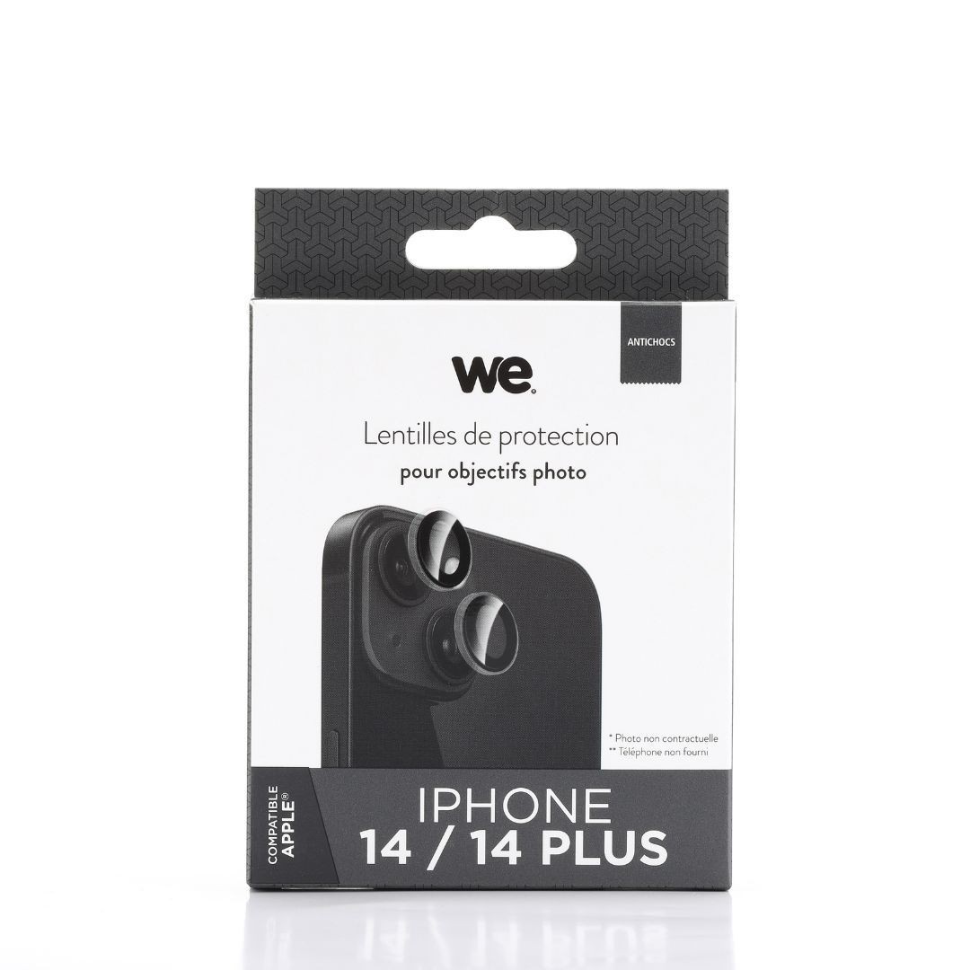 WE Protection d'objectifs appareil photo iPhone 14/14 PLUS transparent/noir