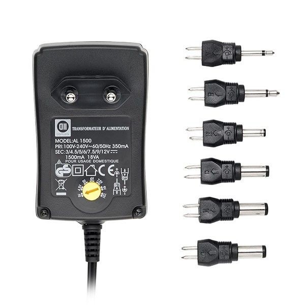 D2 Diffusion Bloc d'alimentation Universel1500mA +6 fiches