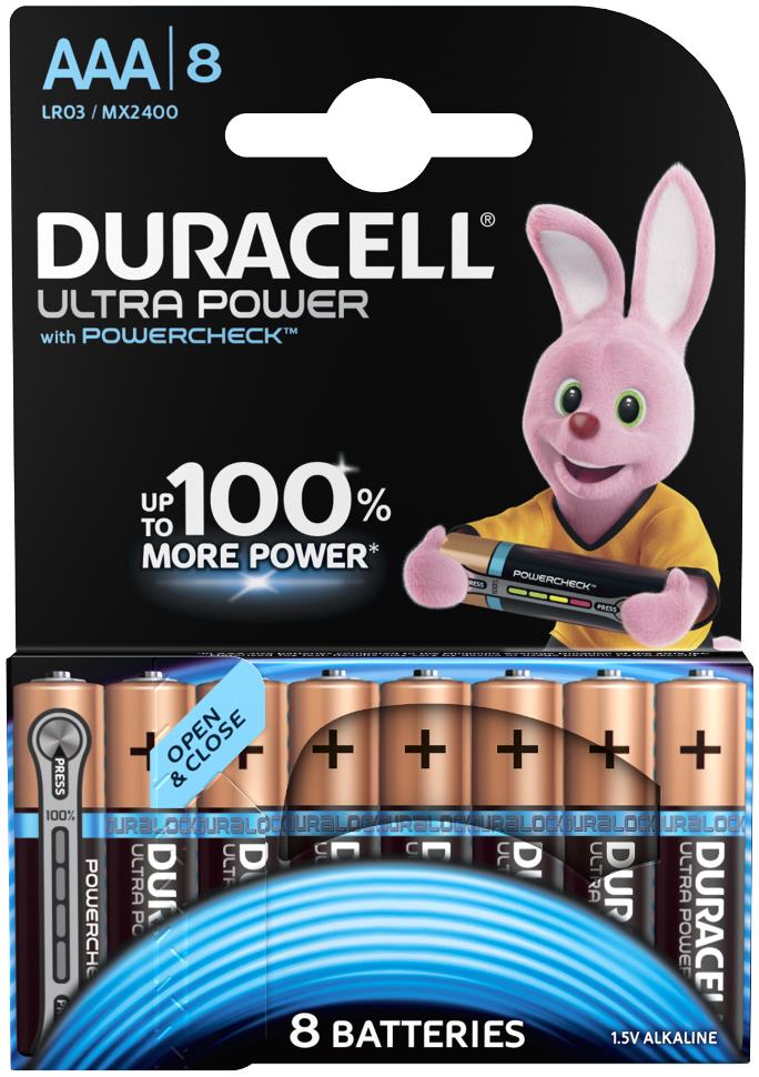 Duracell Pack de 8 piles Alcaline Ultra Power type AAA 1,5V (LR03)