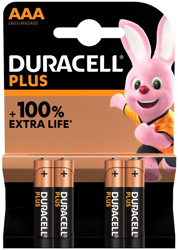 Duracell Pack de 4 piles alcalines AAA Plus, 1.5V LR03
