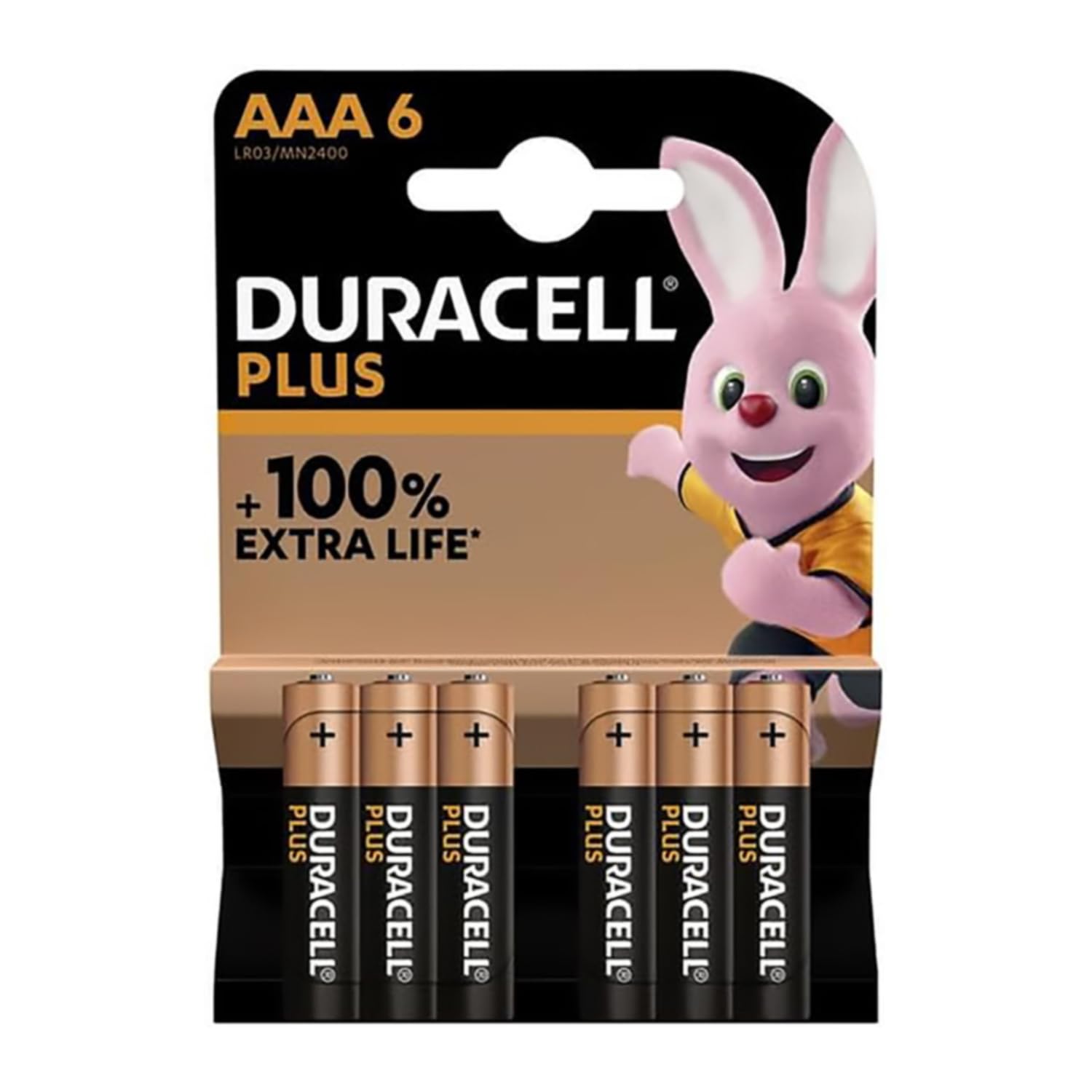 Duracell Pack de 6 piles alcalines AAA Plus 1.5V LR03 Noir