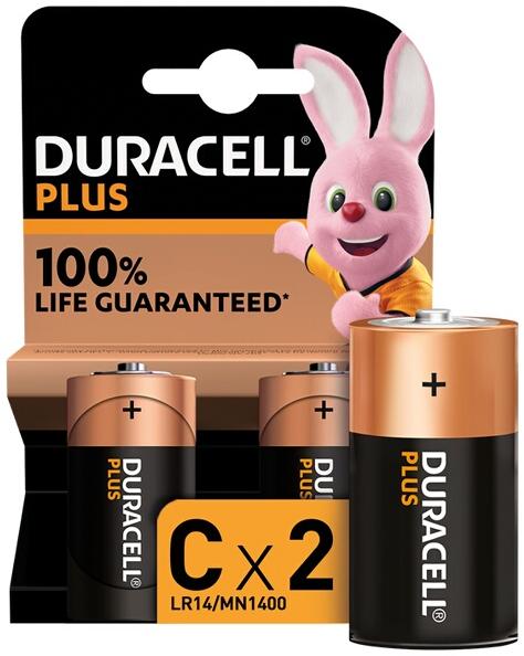 Duracell Pack de 2 piles alcalines C Plus, 1.5V LR14