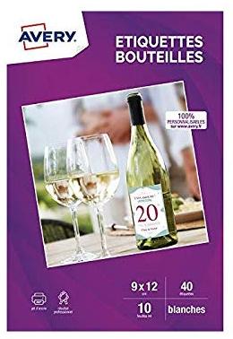 Avery Papier Créatif 40 Étiquettes pour Bouteille 12x9cm