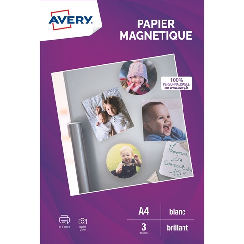 Avery 3 feuilles de magnétique brillant qualite photo