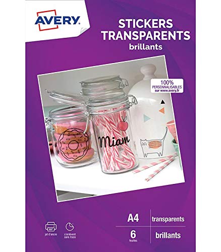 Avery Papier Créatif 6 Stickers Transparents A4