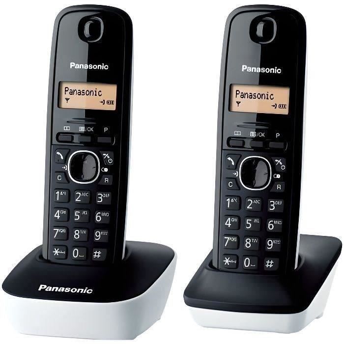 Panasonic Panasonic KX-TG1612FRW | Téléphone Duo sans fil DECT sans répondeur Blanc
