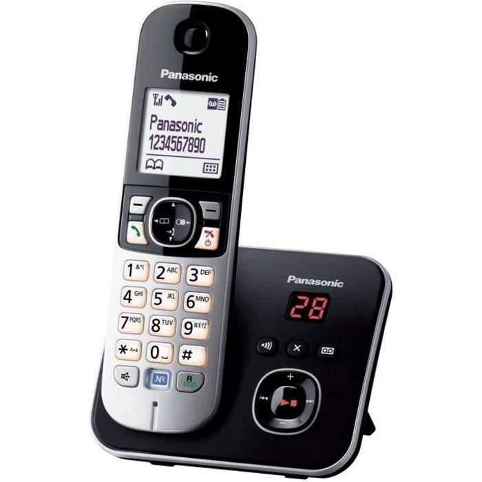 Panasonic Panasonic KX-TG6821FRB | Téléphone Sans Fil DECT avec Répondeur, Mains Libres Identification Appelant,Blocage Appels,Écran LCD, Noir