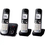 PANASONIC - KXTG6823 - Téléphone sans fil trio - Fonction réduction de bruit - Blocage sélectif - Répondeur - Gris et noir