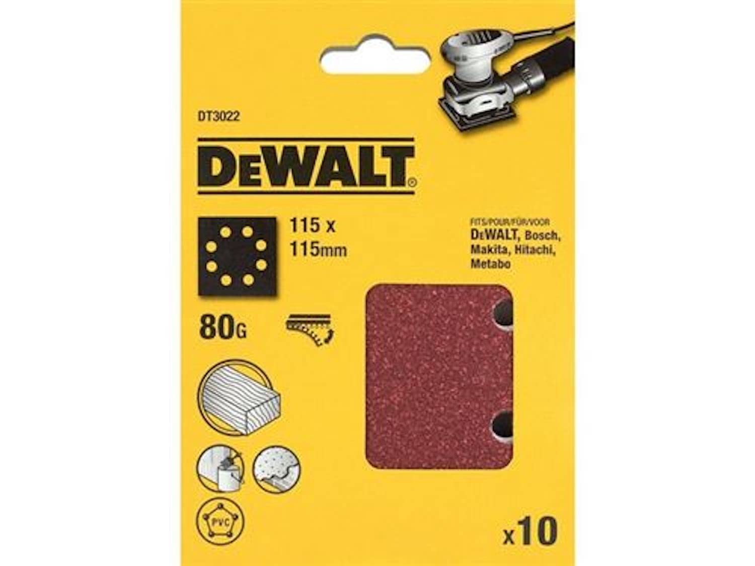 DeWalt DEWALT Schleifbogen 115x115mm K80 10Stk