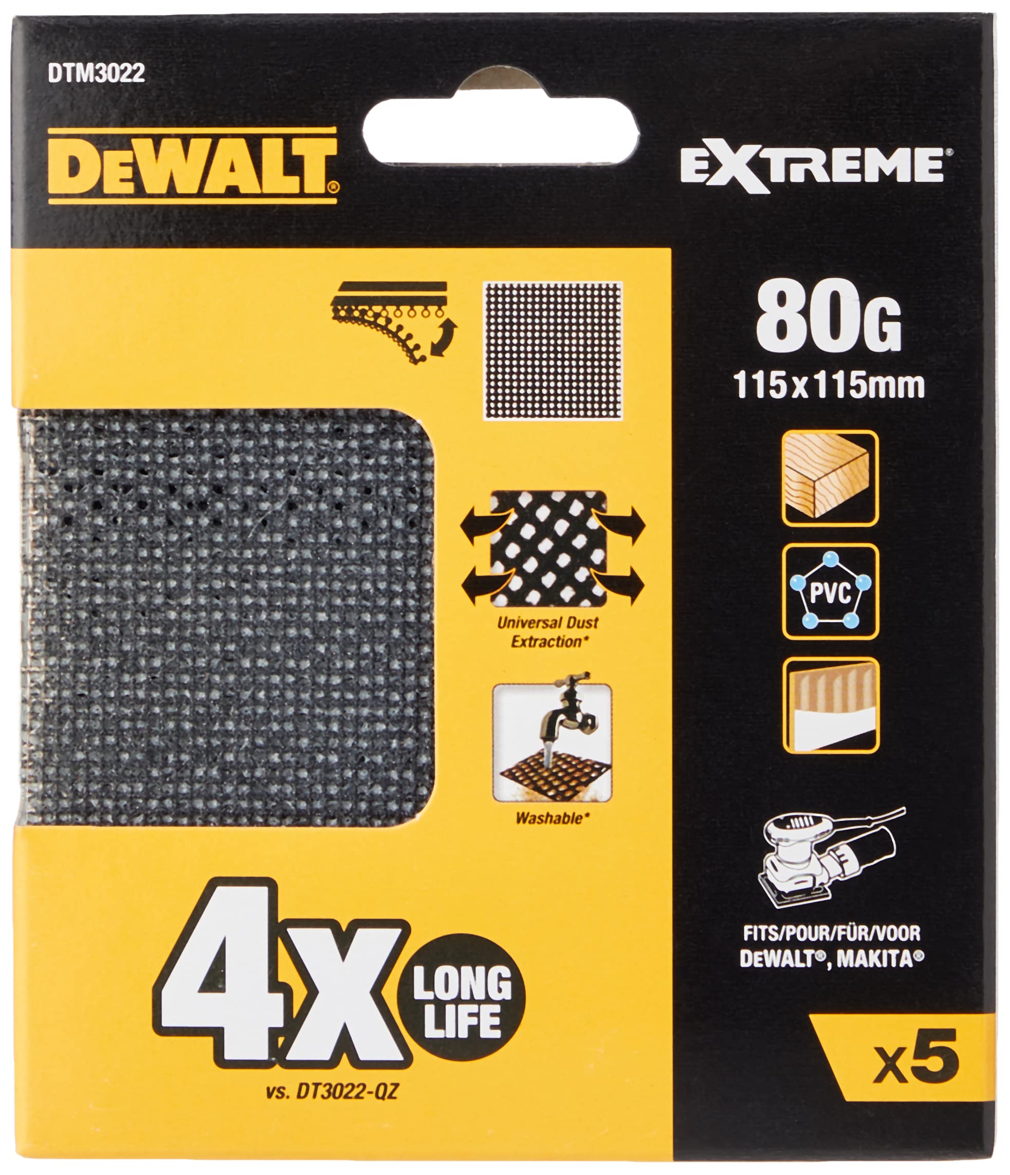 DeWalt DEWALT Schleifgitter 115x115mm K80 5Stk